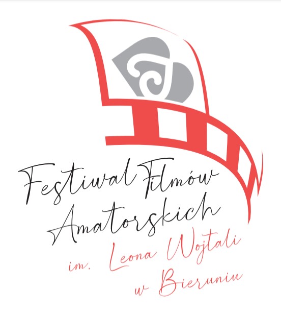 Logo: u góry klatka filmowa a pod spodem podpis Festiwal Filmów Amatorskich i. Leona Wojtali w Bieruniu