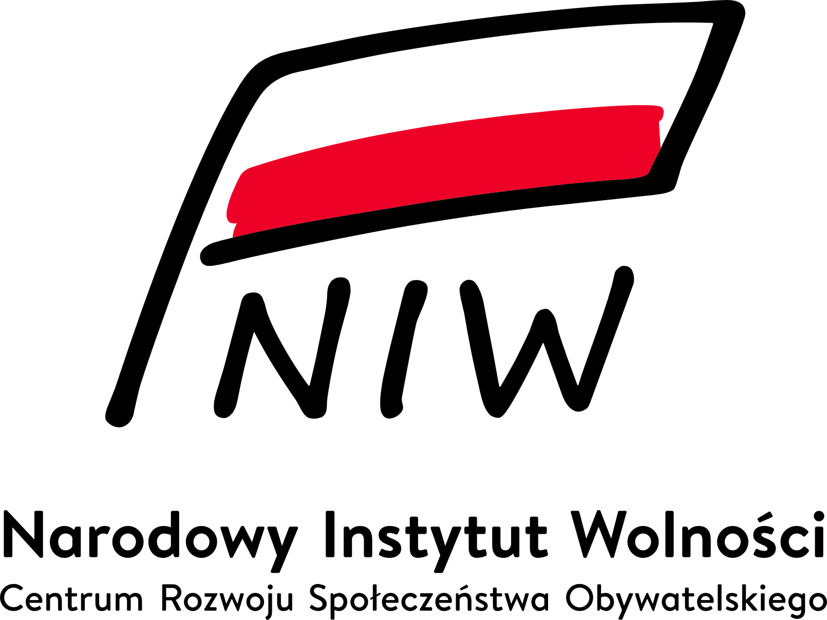 Logo Narodowego Instytutu Wolności w czarym obrysie flaga Polski